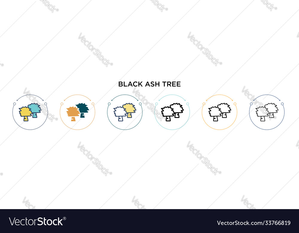 Black ash tree icon in filled thin line outline