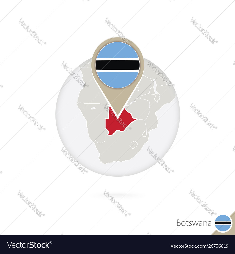 Botswana map and flag in circle vector image Botswana map and flag in circle