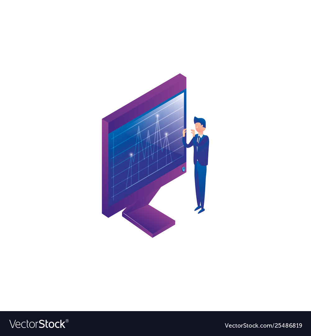 Businessman worker with display computer vector image Businessman worker with display computer