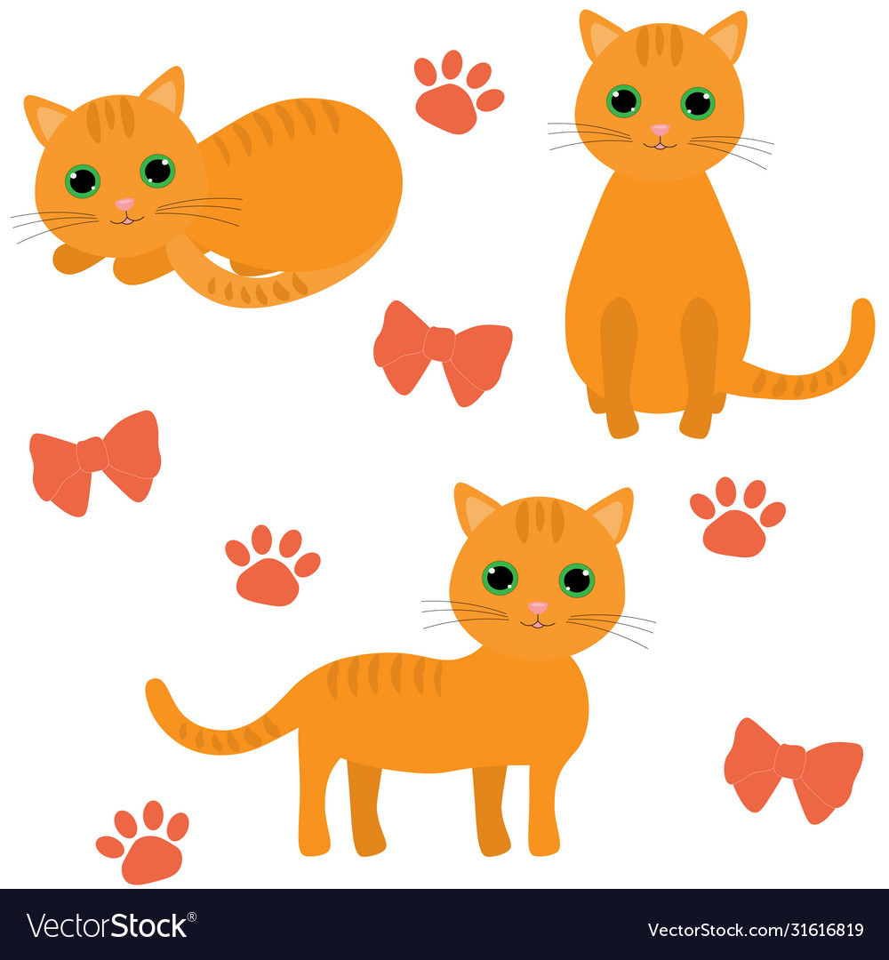 Cat seamless pattern red bow