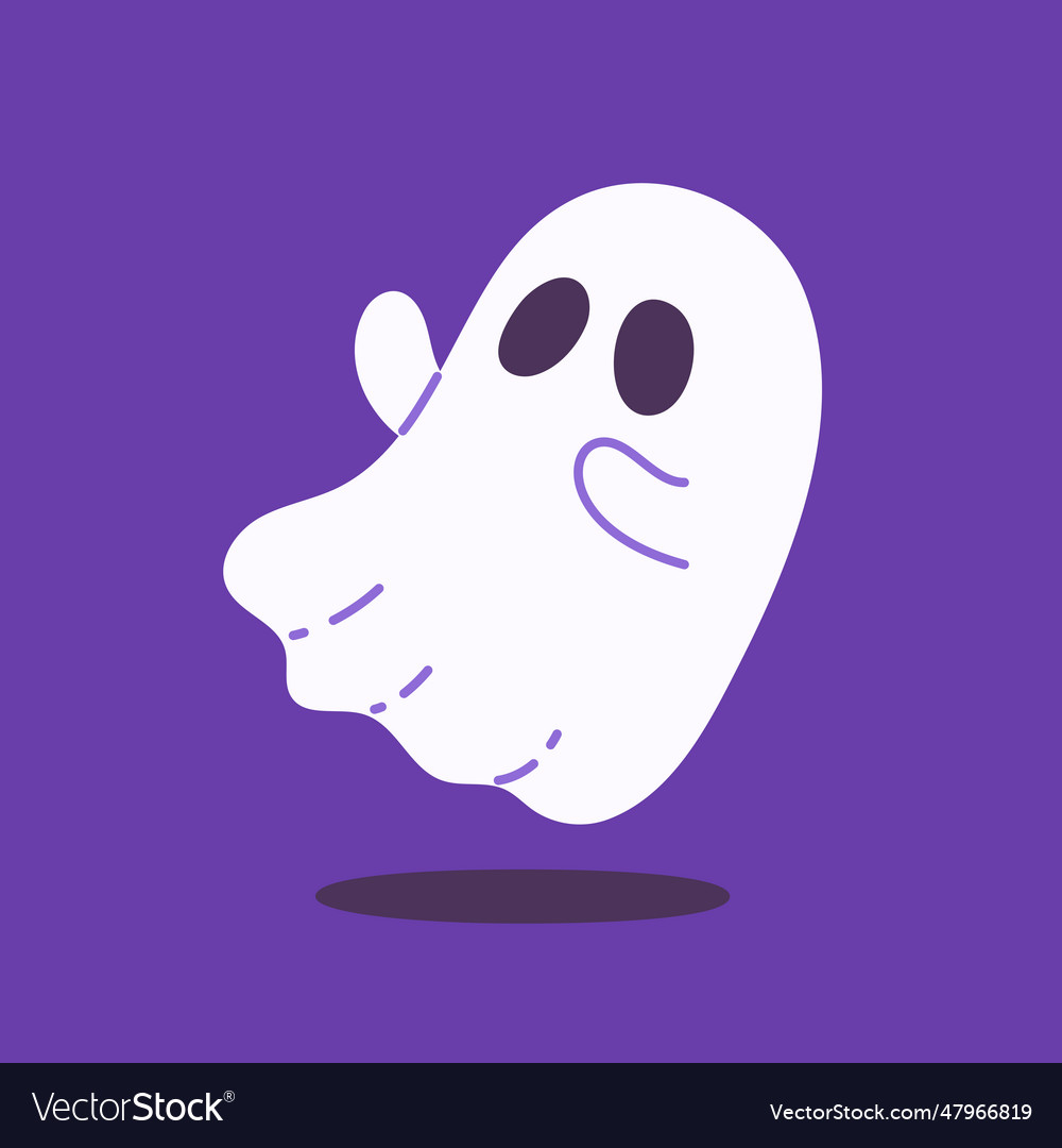 Cute ghost cartoon ghost in white cloak halloween Vector Image