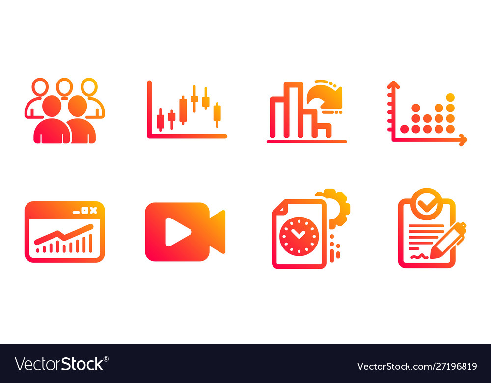 Dot plot decreasing graph and video camera icons
