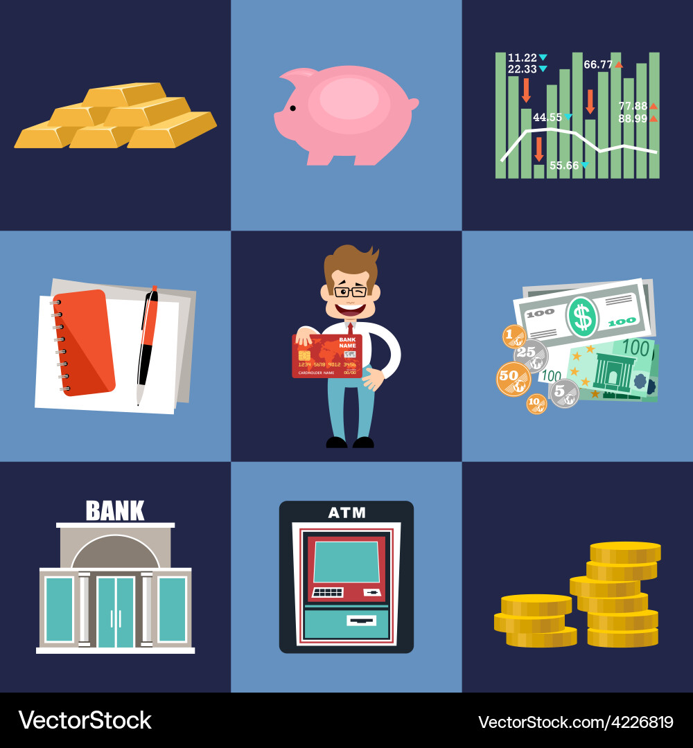 Finance banking set Royalty Free Vector Image - VectorStock