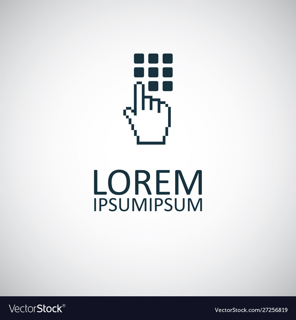 Hand press button icon for web and ui