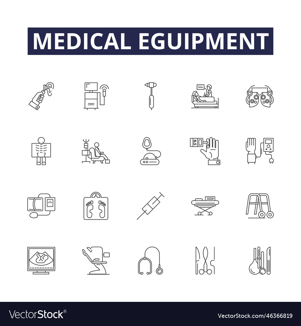 Medical equipment line icons and signs