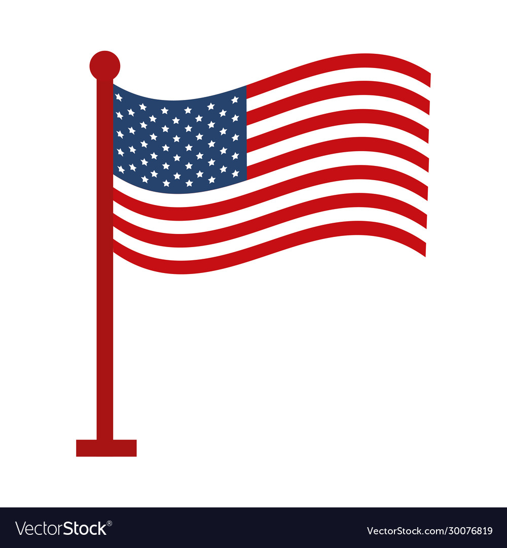 Memorial day waving flag in pole american Vector Image