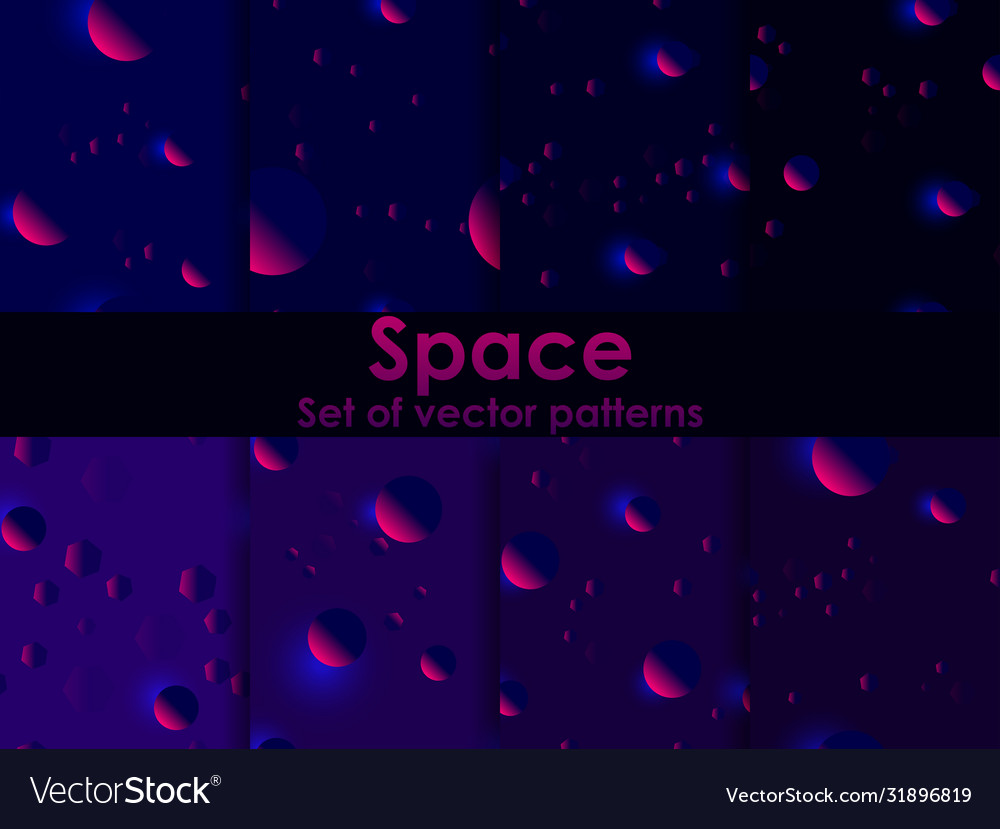 Outer space set seamless pattern galaxy vector image Outer space set seamless pattern galaxy