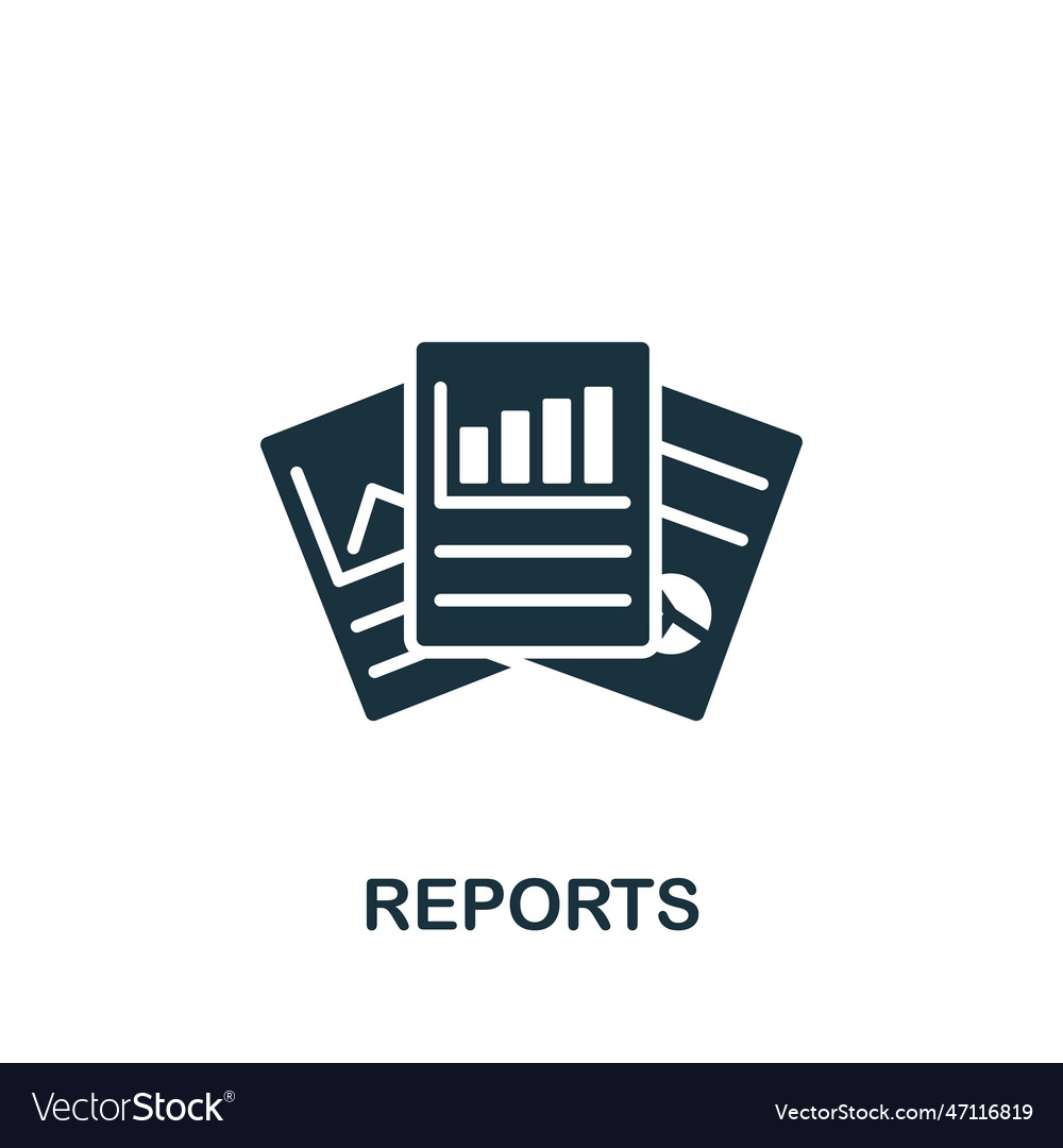 Reports icon monochrome simple sign from data