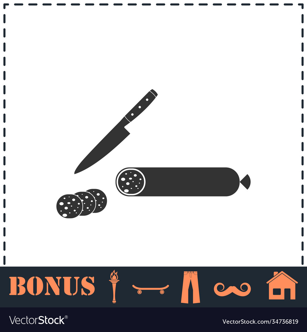 Sausage icon flat vector image Sausage icon flat
