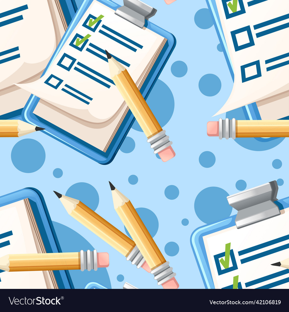 Seamless pattern of clipboard with checklist flat vector image Seamless pattern of clipboard with checklist flat