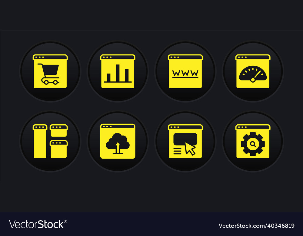 Set browser window digital speed meter cloud vector image Set browser window digital speed meter cloud