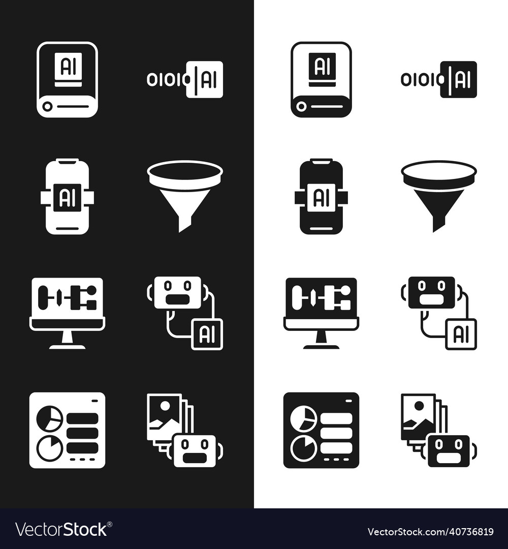 Set funnel or filter artificial intelligence ai Vector Image Set funnel or filter artificial intelligence ai