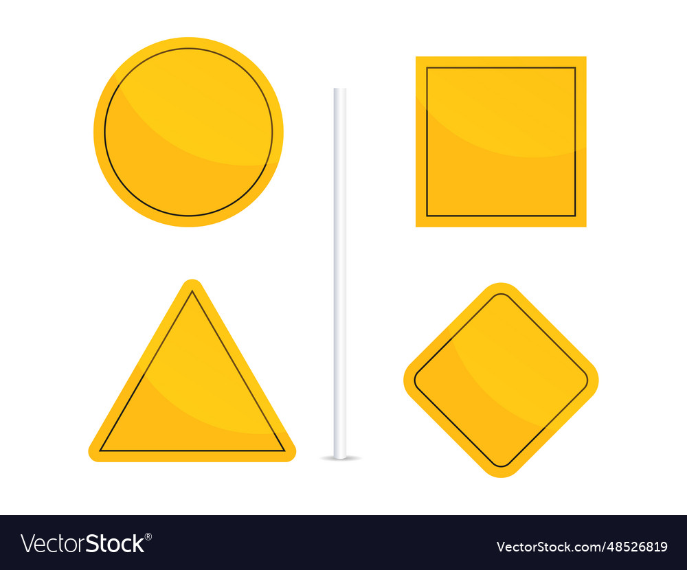 Set of blank yellow road sign vector image Set of blank yellow road sign