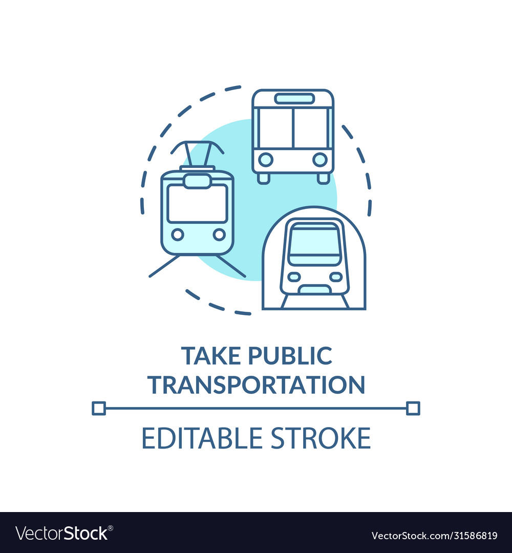 Take public transportation turquoise concept icon