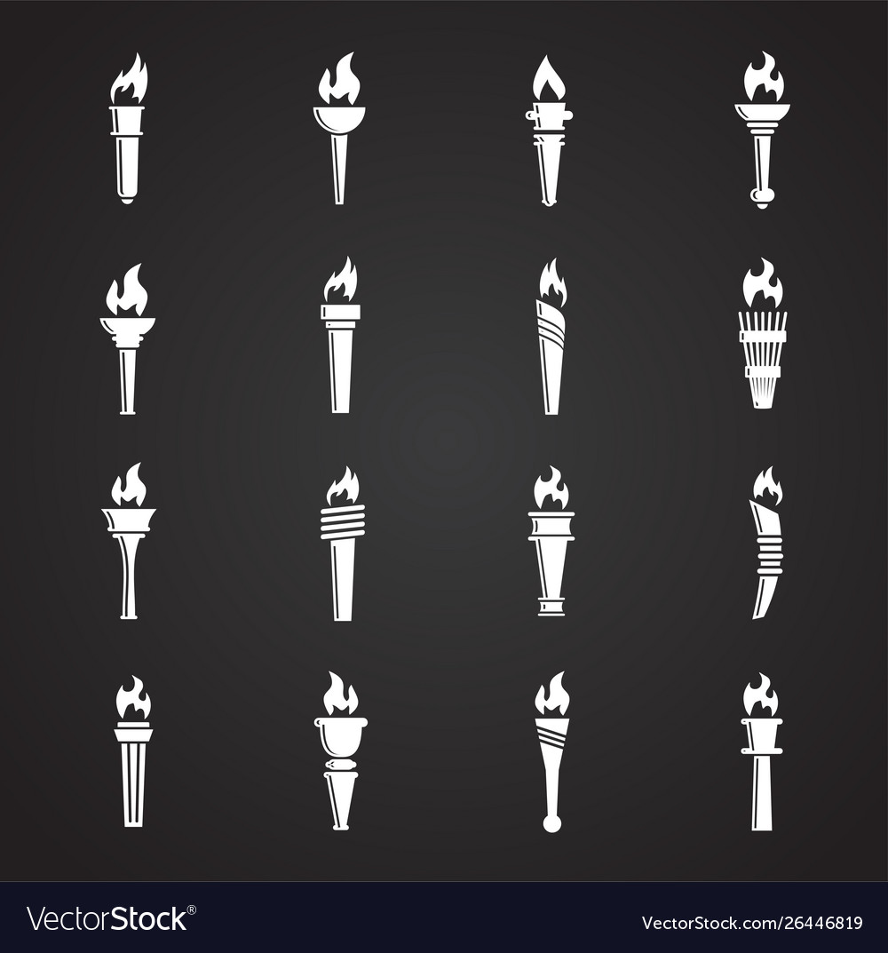 Torch icons set on background for graphic and web vector image Torch icons set on background for graphic and web