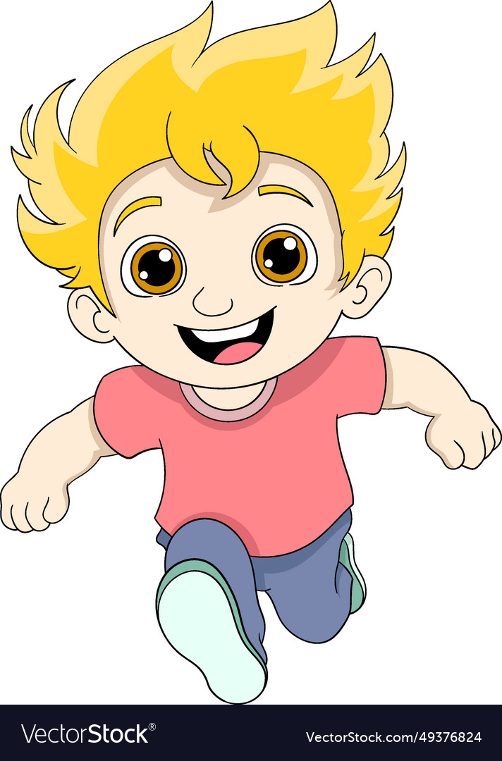 A yellow haired boy was running Royalty Free Vector Image