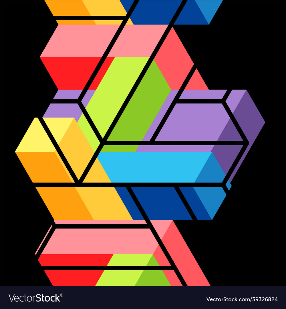 Abstract background 3d cubes cubic elements vector image Abstract background 3d cubes cubic elements
