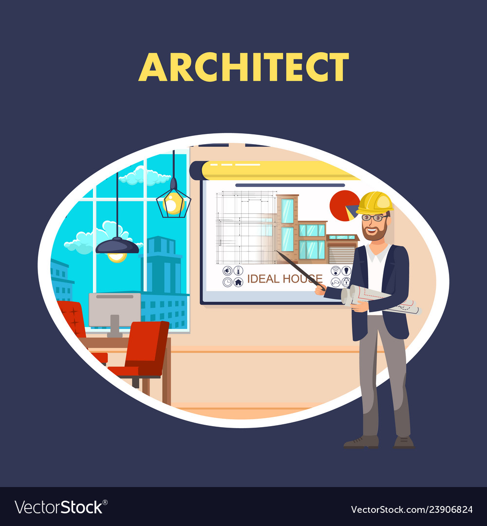 Architect Flat Banner Template Royalty Free Vector Image