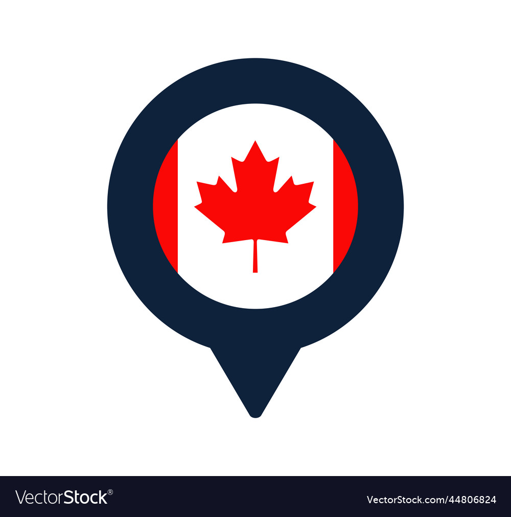 Canada flag and map pointer icon national