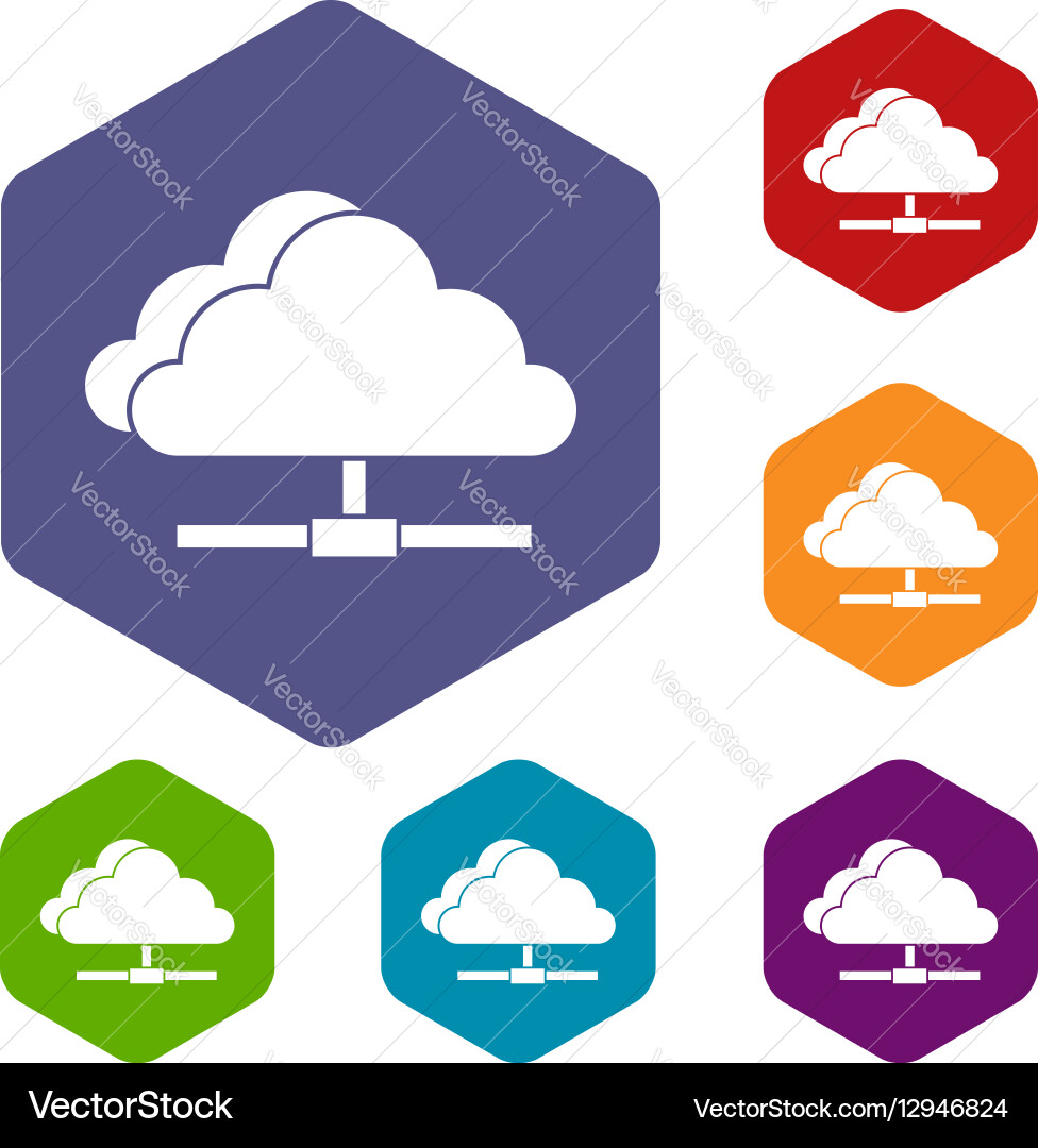 Cloud computing connection icons set Royalty Free Vector