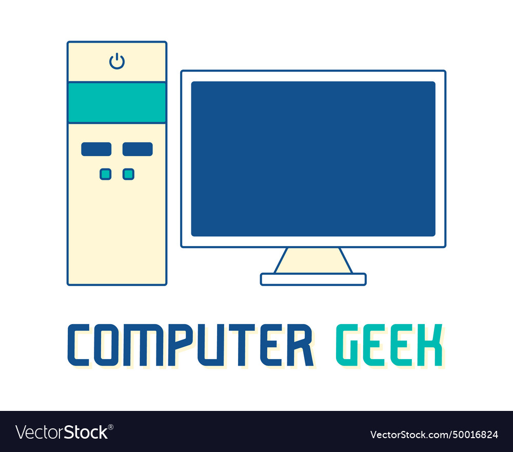 Computer and monitor card for the day of geek vector image Computer and monitor card for the day of geek