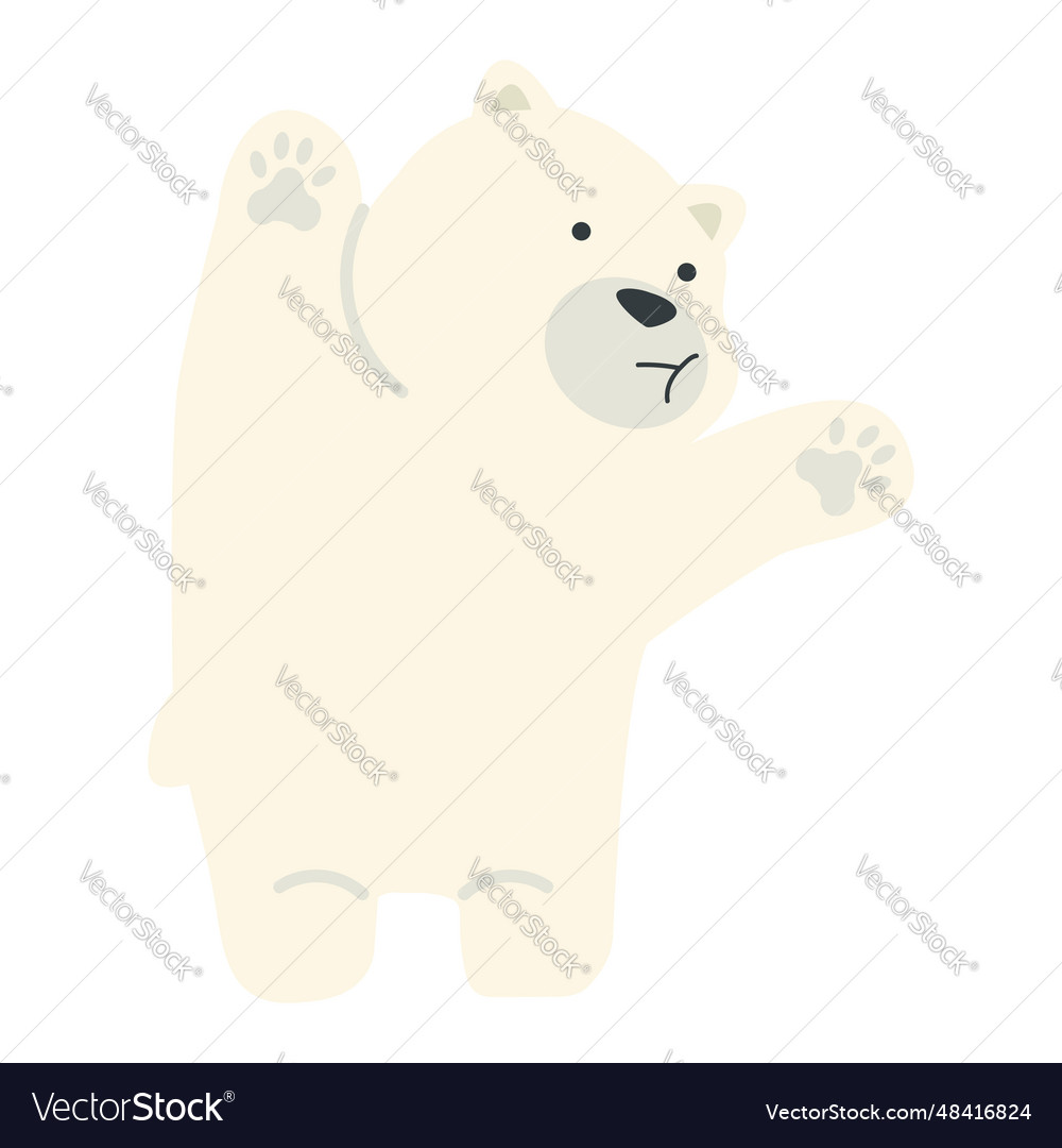 Cute polar bear cartoon flat Royalty Free Vector Image