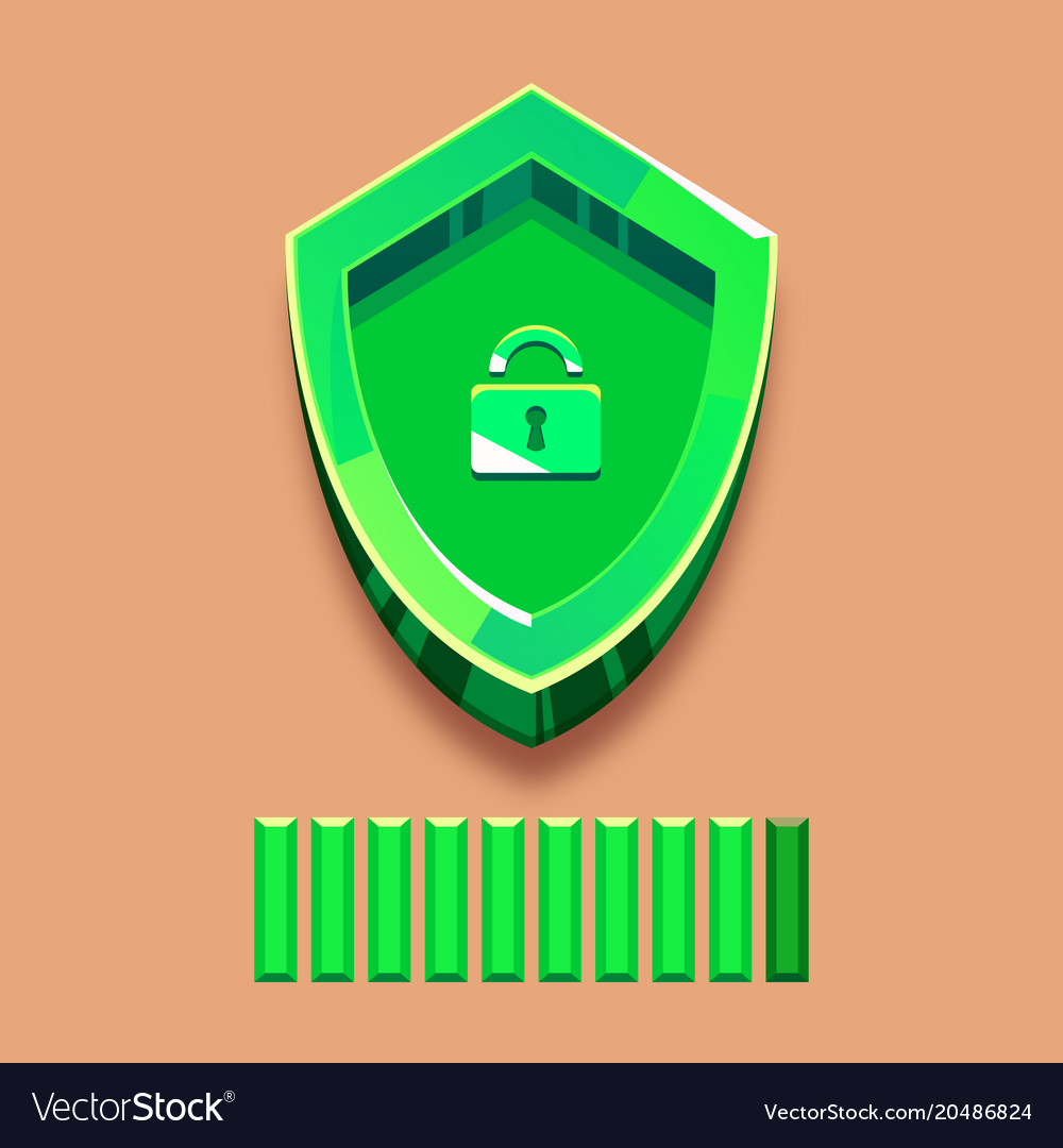 Green shield with lock and loading strip