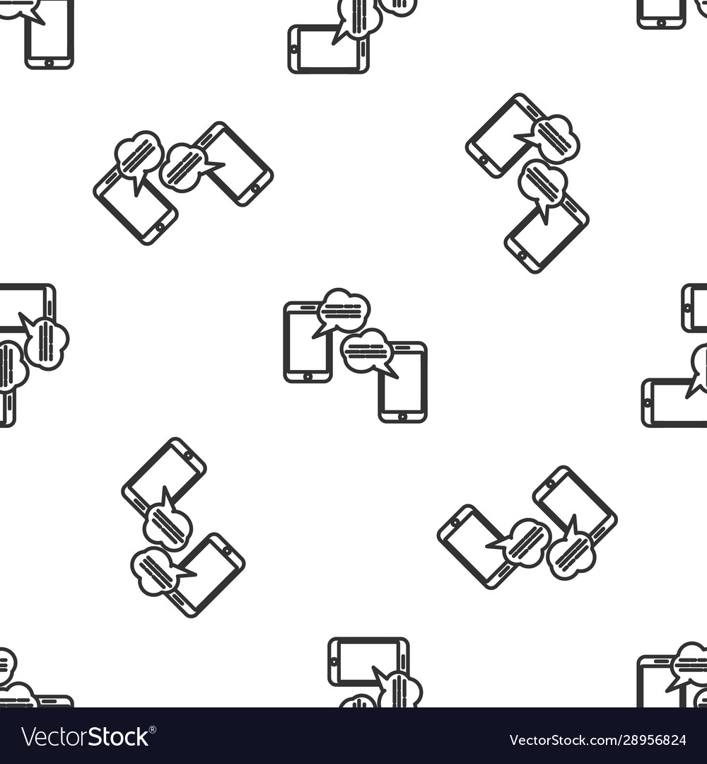 Grey line new chat messages notification on phone vector image Grey line new chat messages notification on phone