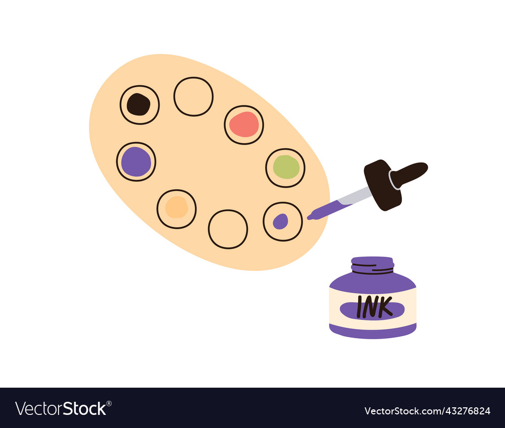 Ink paints tints palette bottle with picker