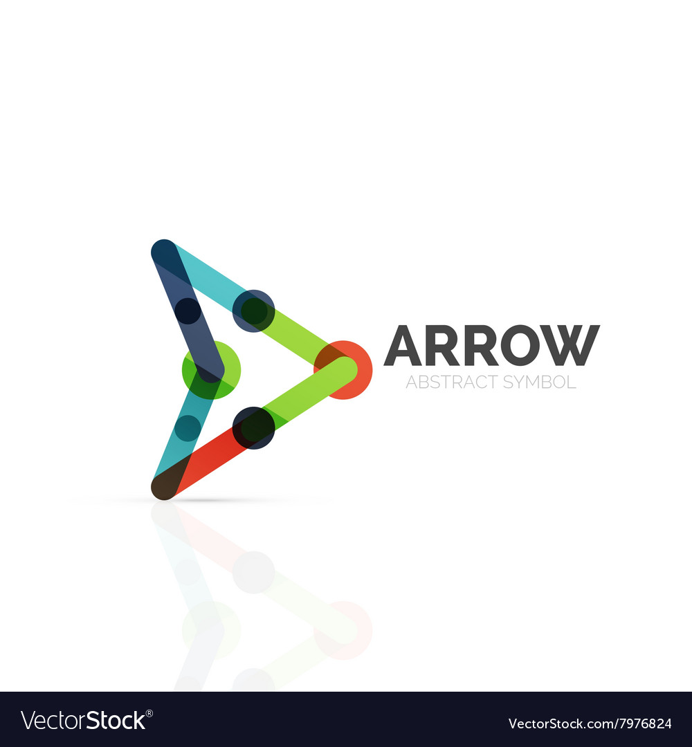 Linear Arrow Abstract Logo Connected Multicolored Vector Image