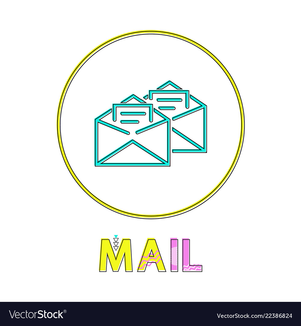 Mail app round linear icon with open envelopes vector image Mail app round linear icon with open envelopes