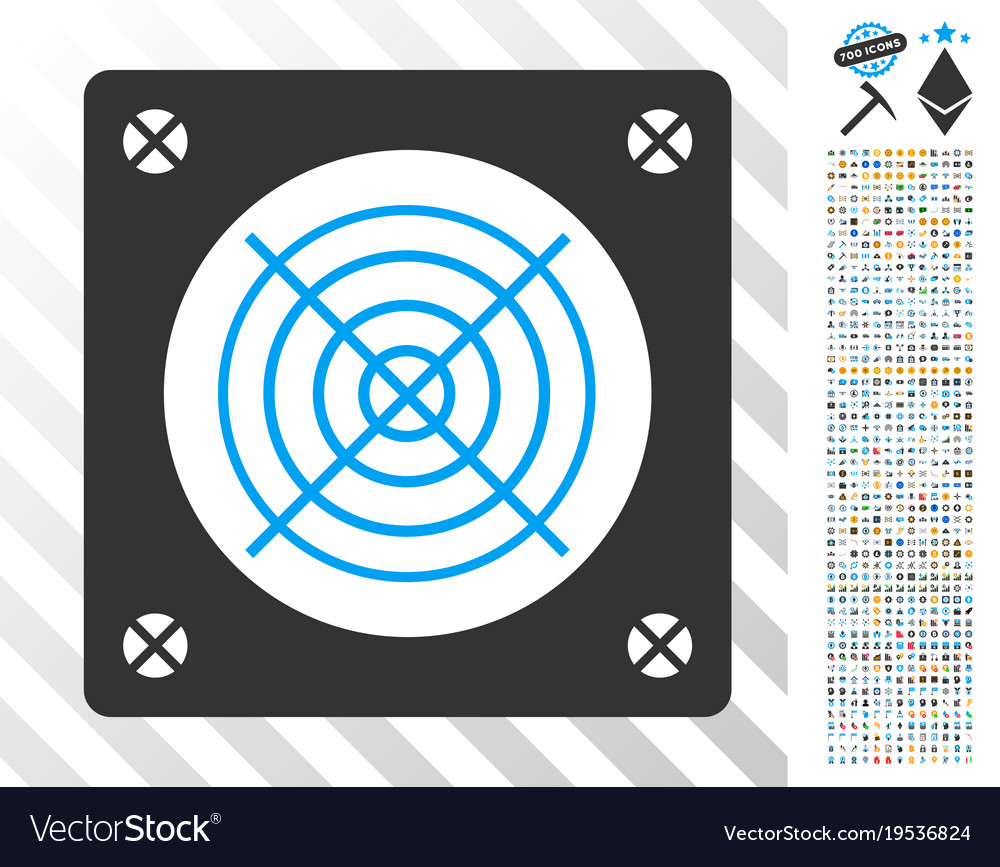 Mining asic device flat icon with bonus