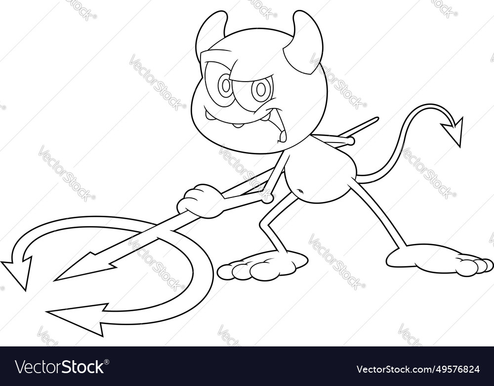 Outlined little devil cartoon character Royalty Free Vector