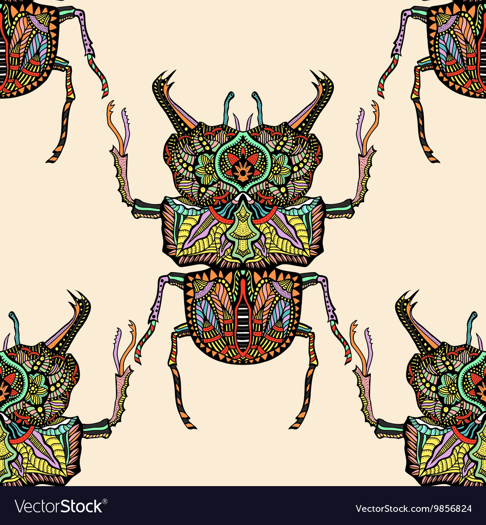 Seamless pattern with beetle