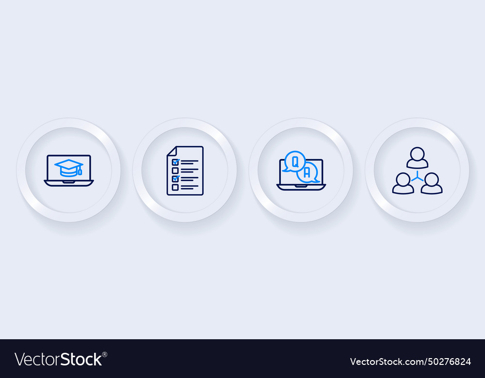 Set line online class question and answer quiz vector image Set line online class question and answer quiz
