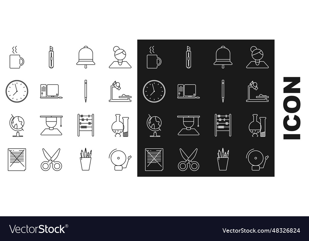 Set line ringing alarm bell test tube and flask