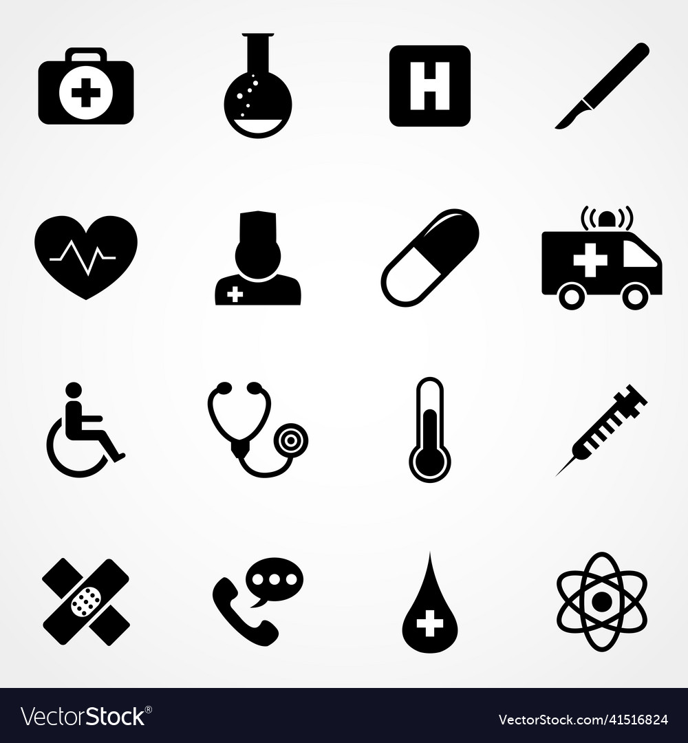 Set of black medical icons Royalty Free Vector Image