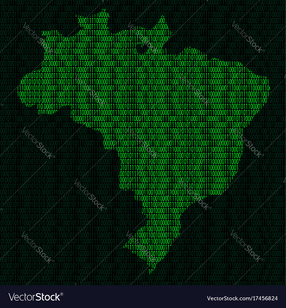 Silhouette of brazil from binary digits