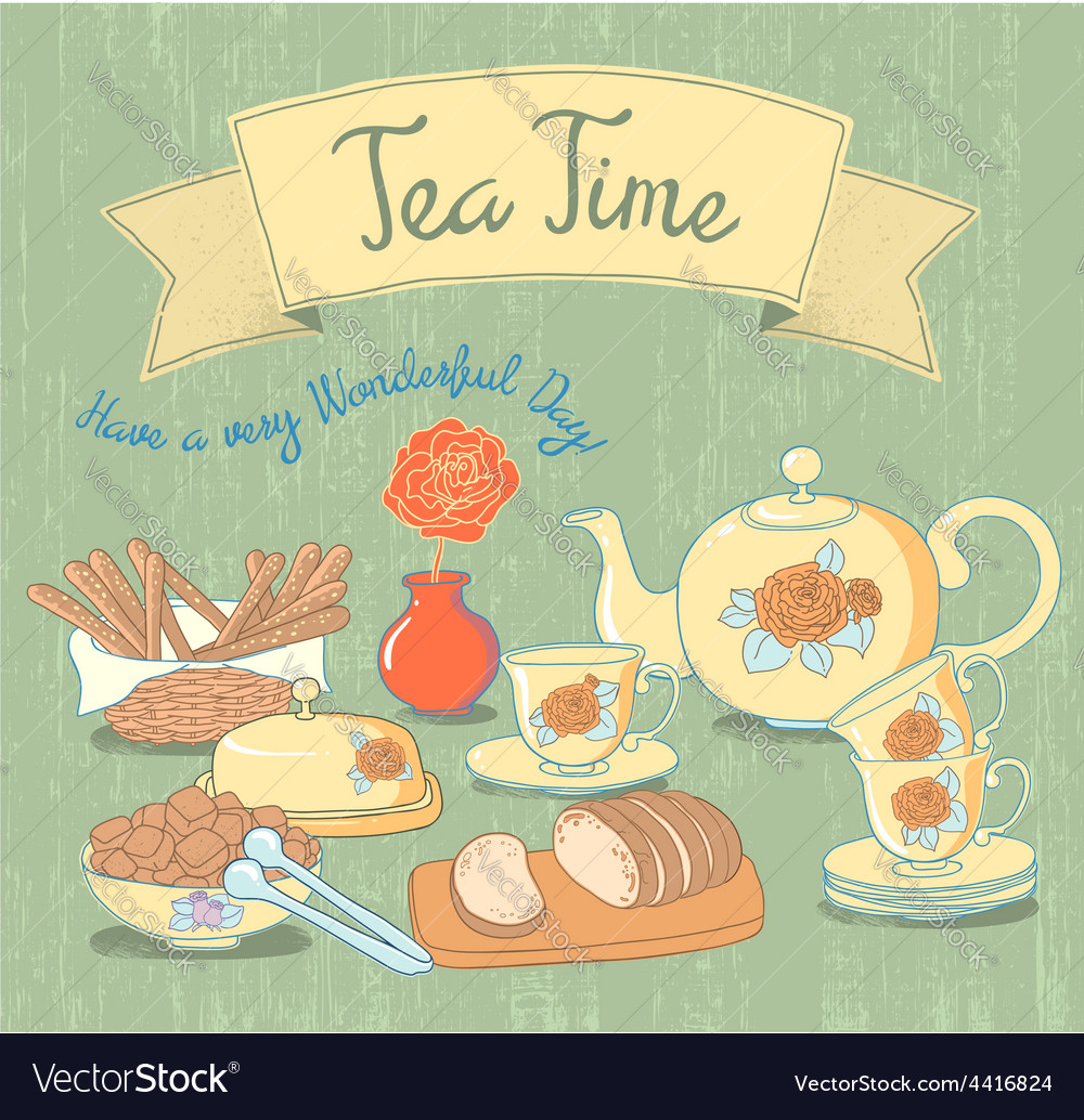 Tea time Royalty Free Vector Image - VectorStock