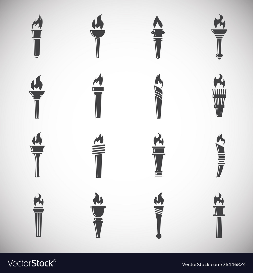 Torch icons set on background for graphic and web vector image Torch icons set on background for graphic and web