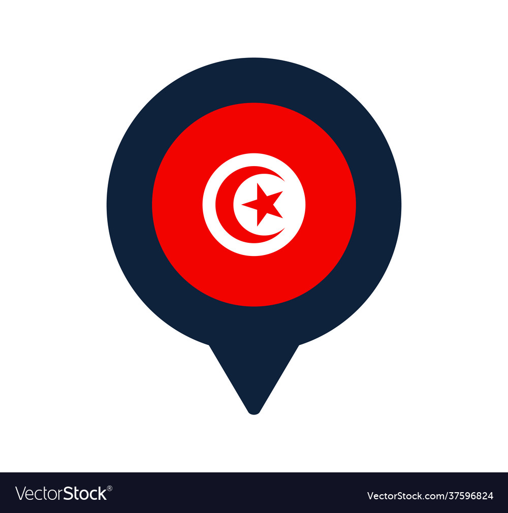 Tunisia flag and map pointer icon national vector image Tunisia flag and map pointer icon national