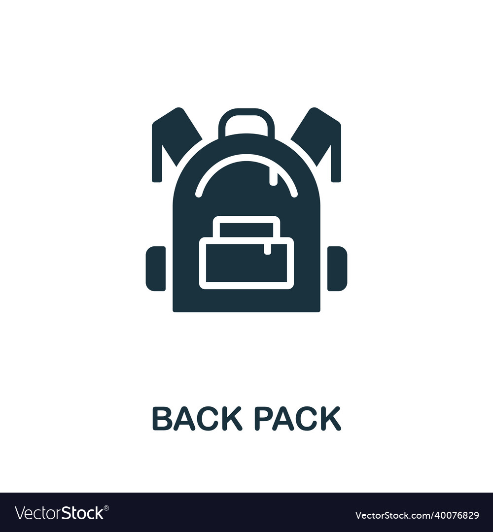 Back pack icon monochrome sign from school Vector Image