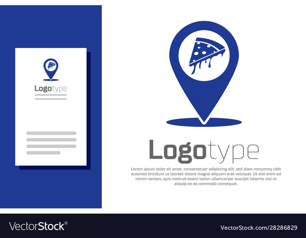 Blue map pointer with fast food slice pizza icon Vector Image Blue map pointer with fast food slice pizza icon