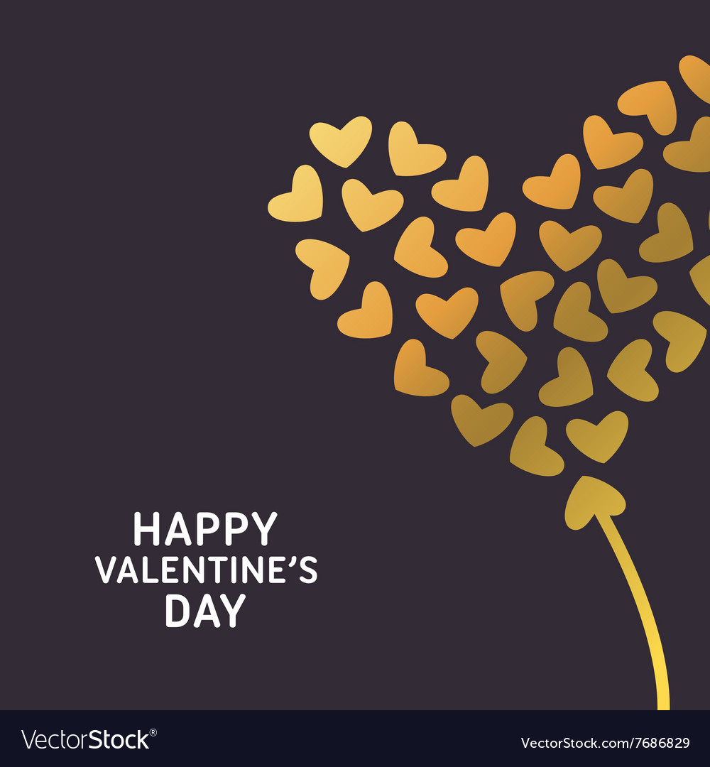 Happy valentines day greeting card golden hearts