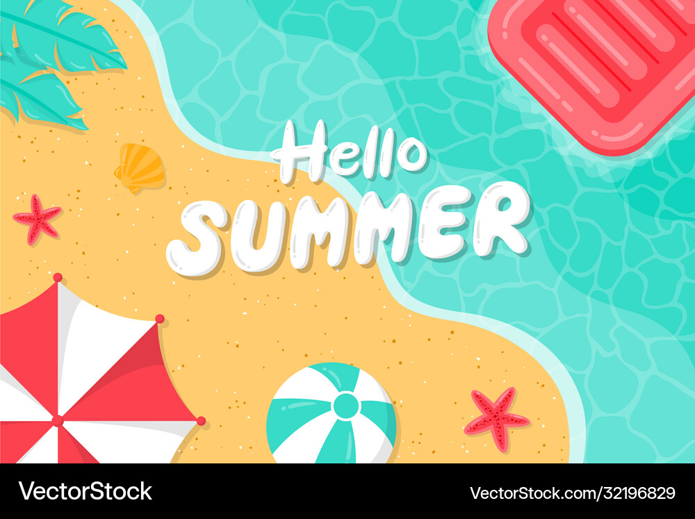 Hello summer background with beach Royalty Free Vector Image