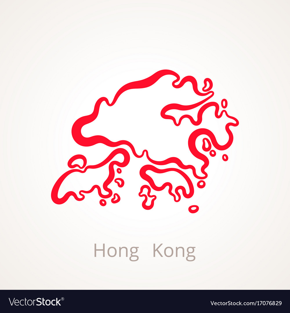 Outline map of hong kong marked with red line