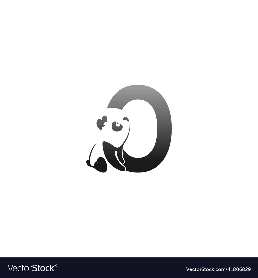 Panda animal looking at the letter o icon