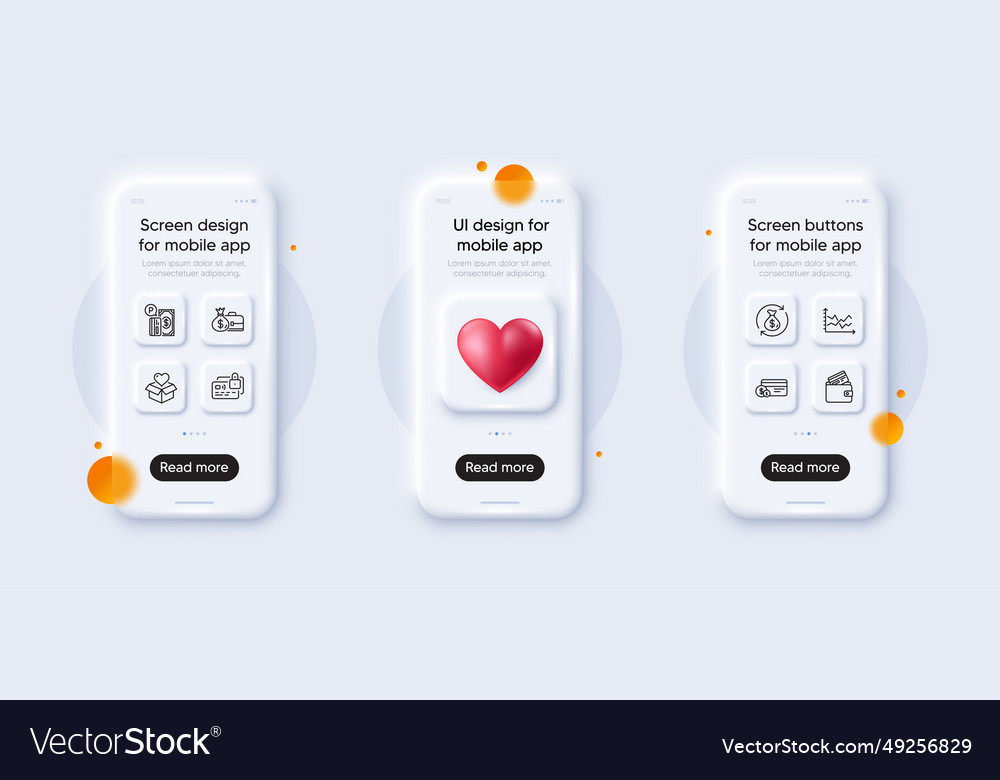 Parking payment card and change money line icons