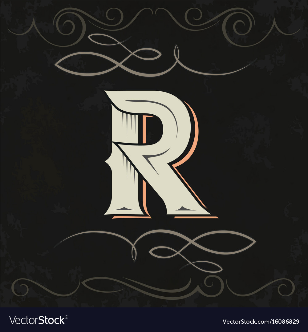 Retro style western letter design letter r Vector Image