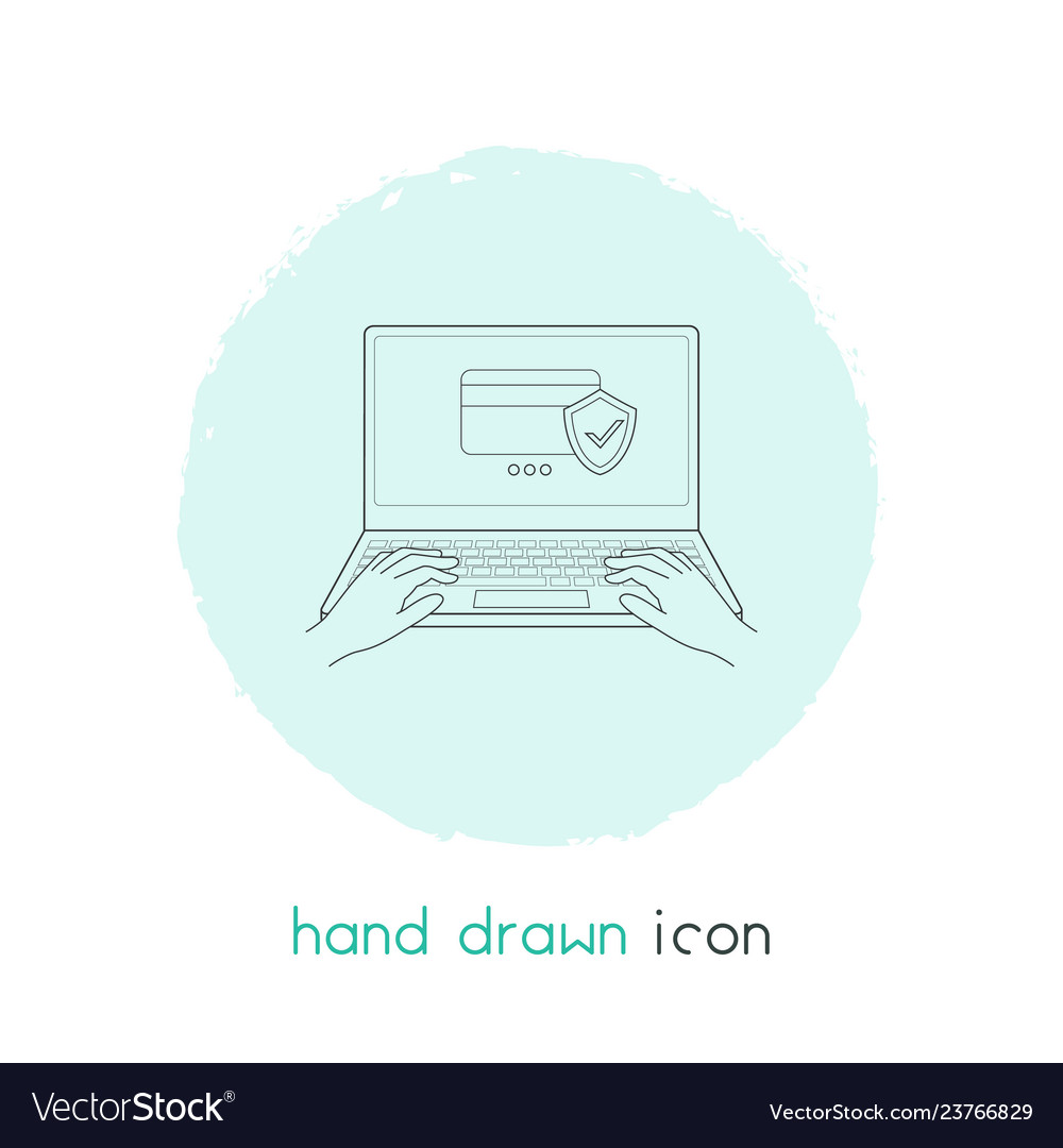 Secure payment icon line element